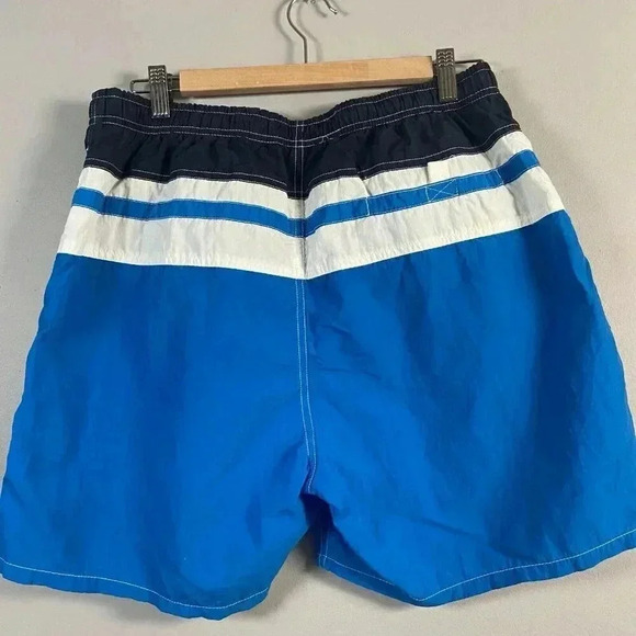 Hobie Swim Trunks Mens Size L Blue White Drawstring Lined Board Shorts 90's - Picture 4 of 10